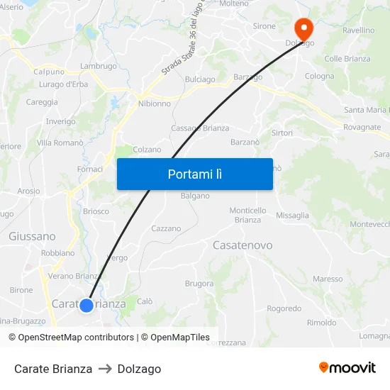 Carate Brianza to Dolzago map