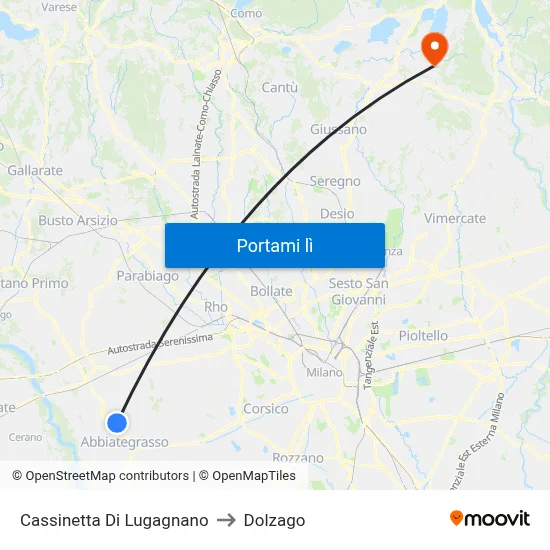 Cassinetta Di Lugagnano to Dolzago map
