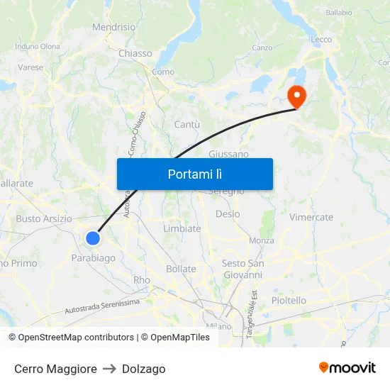 Cerro Maggiore to Dolzago map