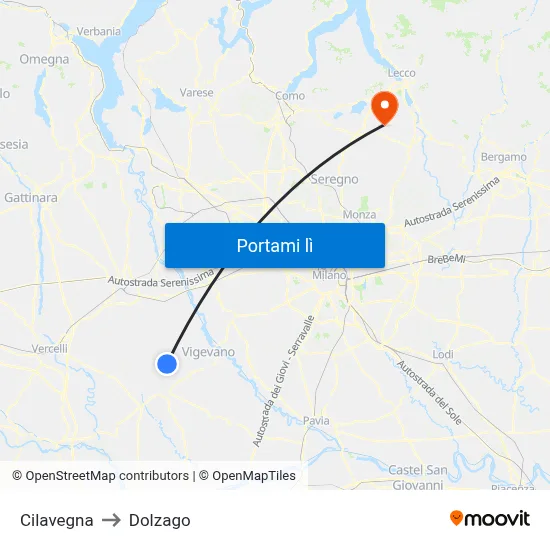 Cilavegna to Dolzago map