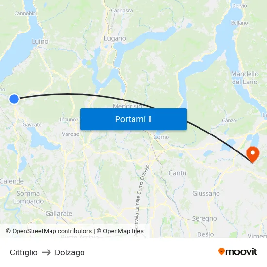 Cittiglio to Dolzago map
