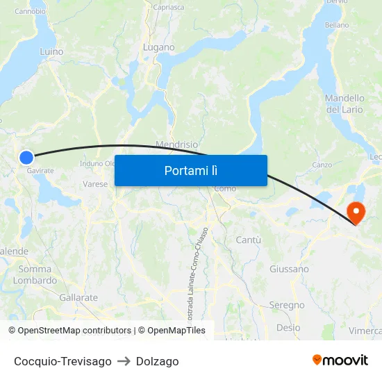 Cocquio-Trevisago to Dolzago map