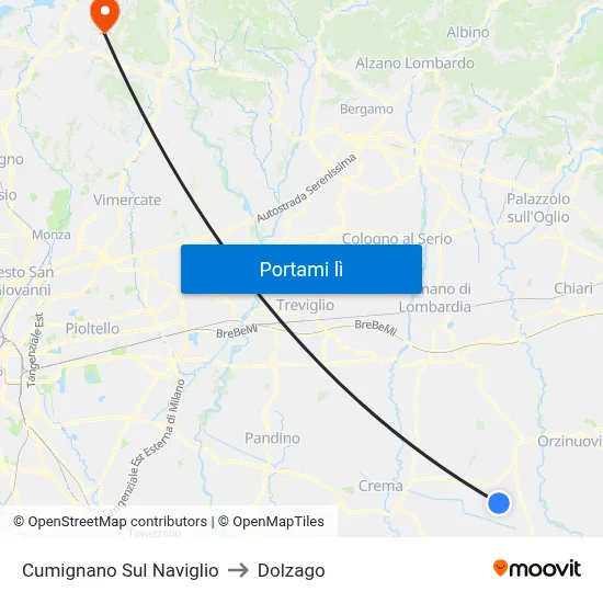 Cumignano Sul Naviglio to Dolzago map