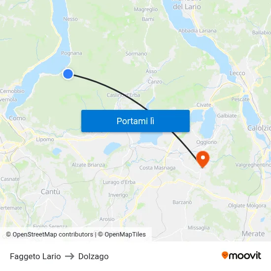Faggeto Lario to Dolzago map