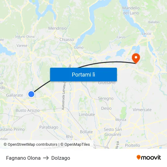 Fagnano Olona to Dolzago map