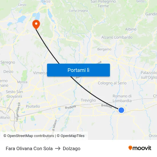 Fara Olivana Con Sola to Dolzago map