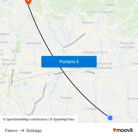 Fiesco to Dolzago map