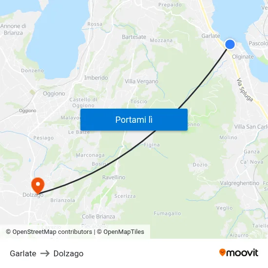 Garlate to Dolzago map