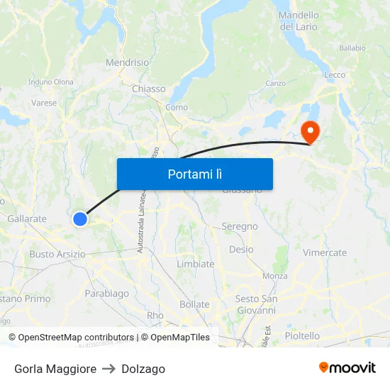 Gorla Maggiore to Dolzago map