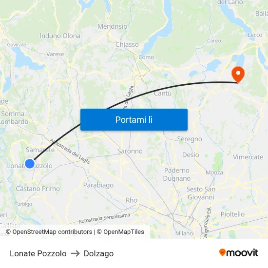 Lonate Pozzolo to Dolzago map