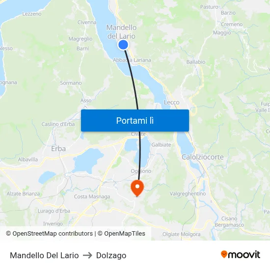 Mandello Del Lario to Dolzago map