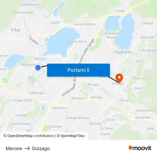 Merone to Dolzago map