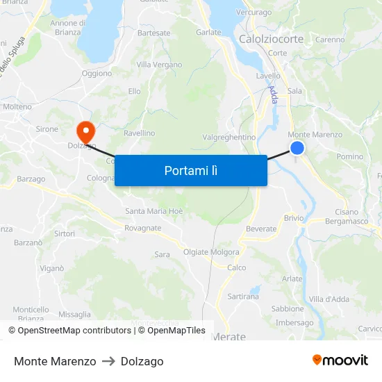 Monte Marenzo to Dolzago map