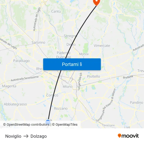 Noviglio to Dolzago map