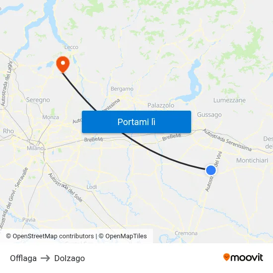 Offlaga to Dolzago map