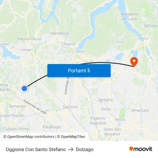 Oggiona Con Santo Stefano to Dolzago map