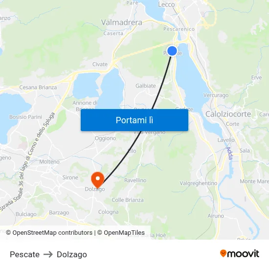 Pescate to Dolzago map