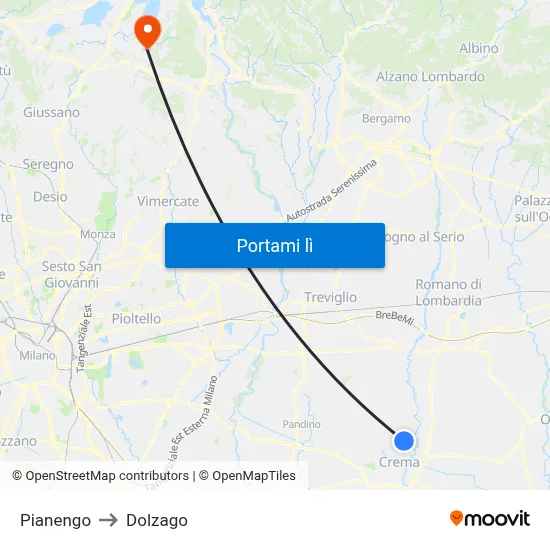 Pianengo to Dolzago map