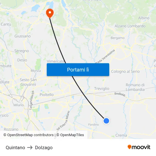 Quintano to Dolzago map