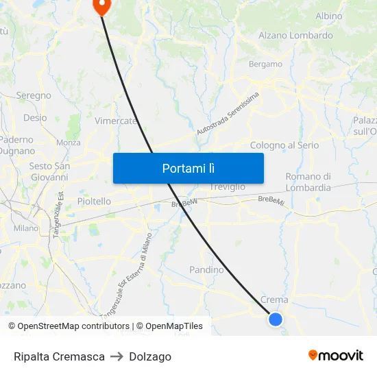 Ripalta Cremasca to Dolzago map