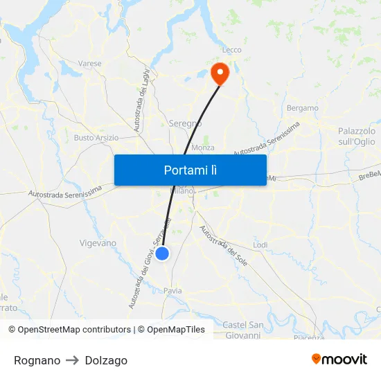 Rognano to Dolzago map