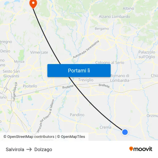 Salvirola to Dolzago map