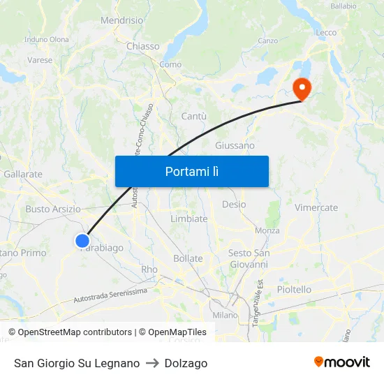 San Giorgio Su Legnano to Dolzago map