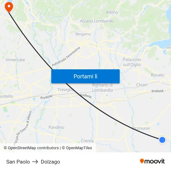 San Paolo to Dolzago map