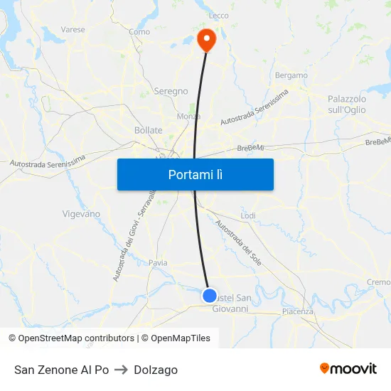 San Zenone Al Po to Dolzago map