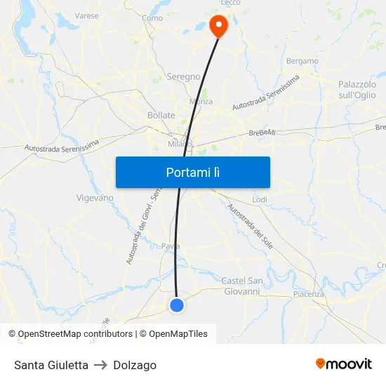Santa Giuletta to Dolzago map