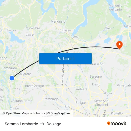 Somma Lombardo to Dolzago map