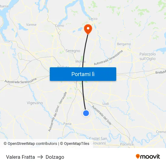 Valera Fratta to Dolzago map