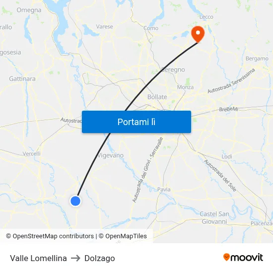 Valle Lomellina to Dolzago map