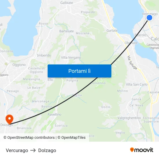 Vercurago to Dolzago map