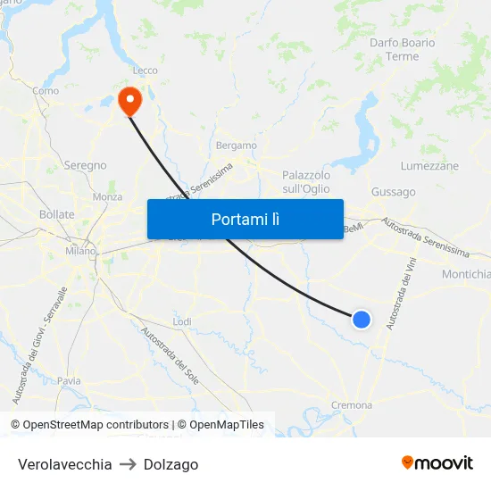 Verolavecchia to Dolzago map