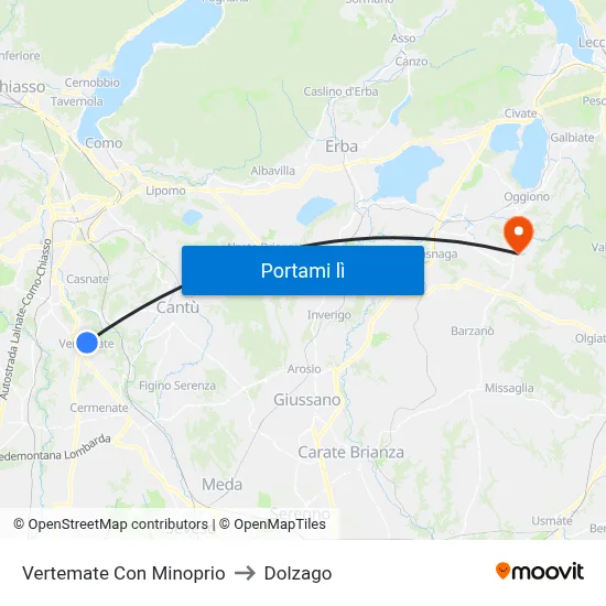 Vertemate Con Minoprio to Dolzago map