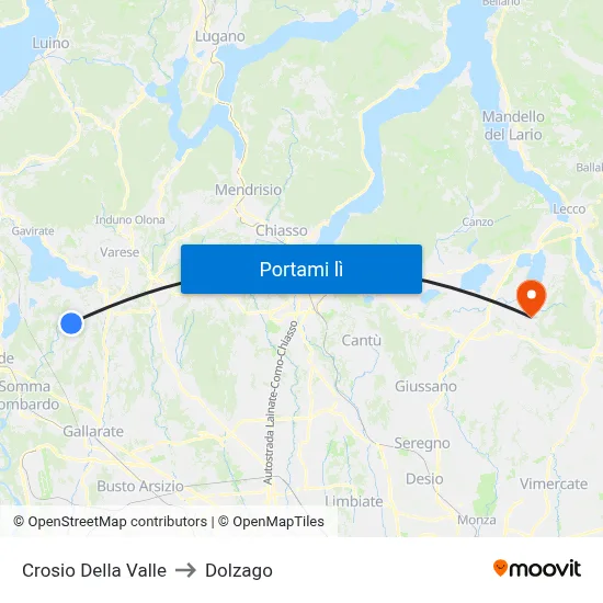 Crosio Della Valle to Dolzago map