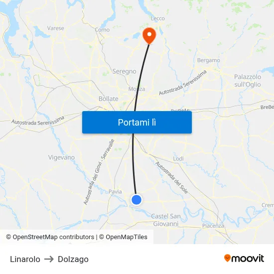 Linarolo to Dolzago map