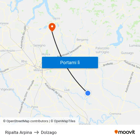 Ripalta Arpina to Dolzago map