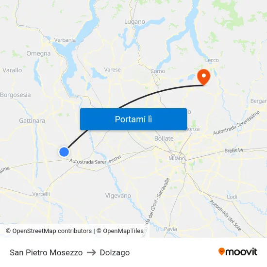 San Pietro Mosezzo to Dolzago map