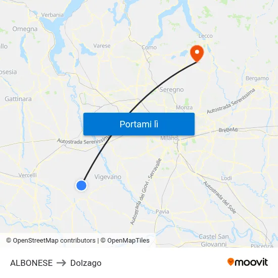 ALBONESE to Dolzago map