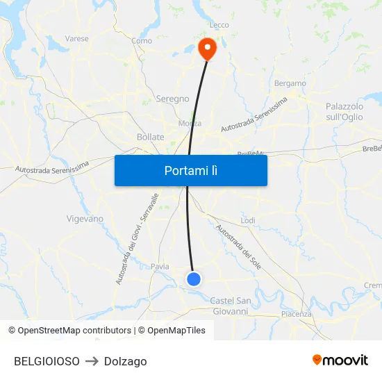 BELGIOIOSO to Dolzago map