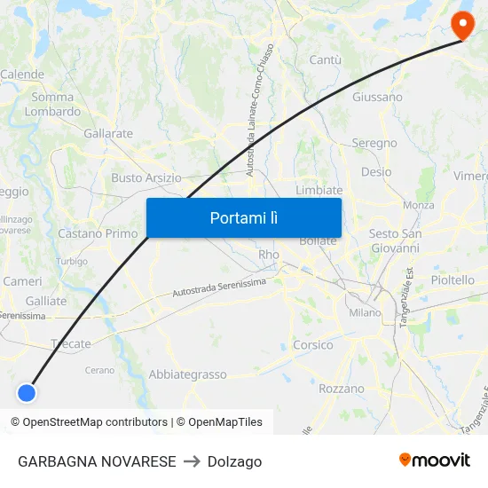GARBAGNA NOVARESE to Dolzago map