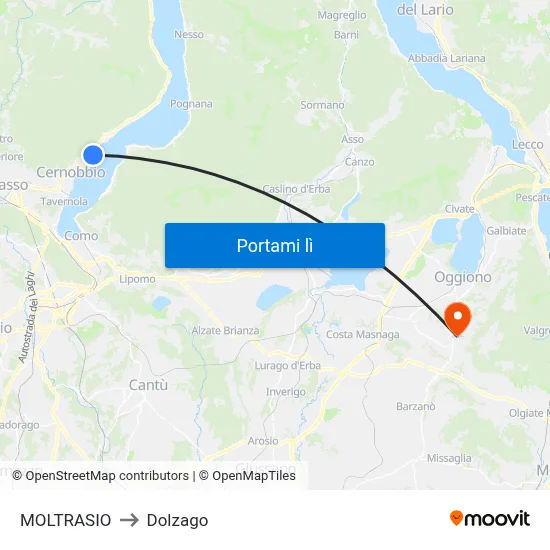 MOLTRASIO to Dolzago map