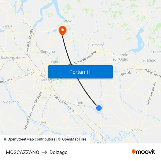 MOSCAZZANO to Dolzago map