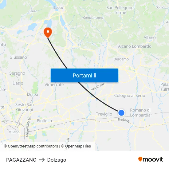 PAGAZZANO to Dolzago map