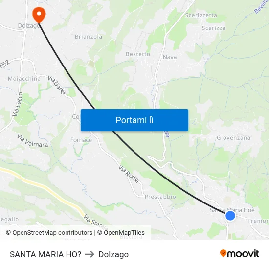 SANTA MARIA HO? to Dolzago map