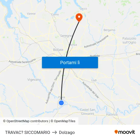 TRAVAC? SICCOMARIO to Dolzago map