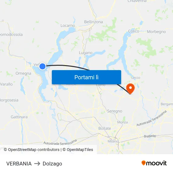 VERBANIA to Dolzago map