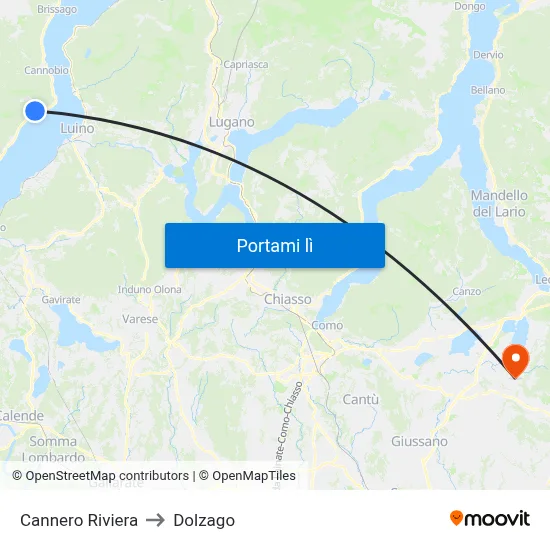 Cannero Riviera to Dolzago map